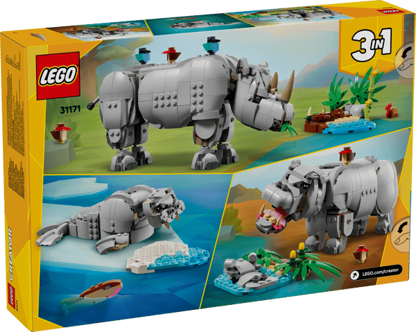 Wild Animals: Majestic Rhino with Birds — 12