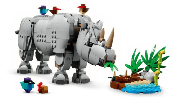 Wild Animals: Majestic Rhino with Birds — 6