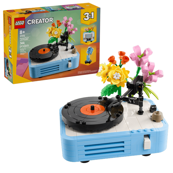 Record Player with Flowers