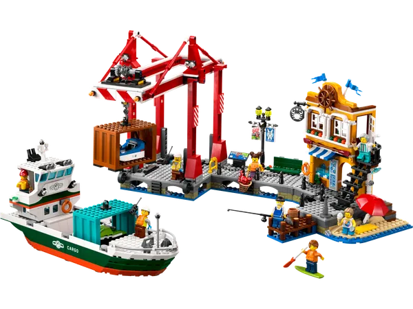 Seaside Harbor with Cargo Ship — 2