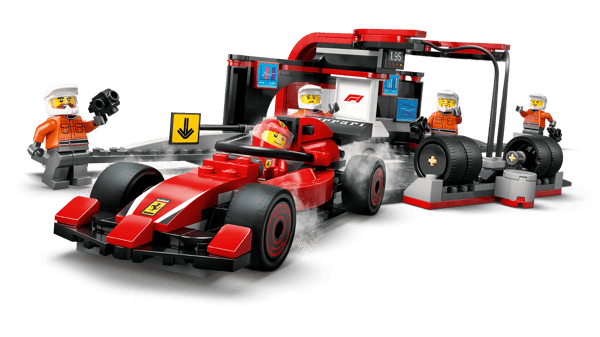 F1 Pit Stop & Pit Crew with Ferrari Car — 3