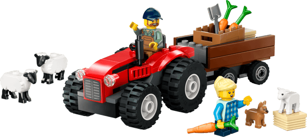 Red Farm Tractor with Trailer & Sheep — 2