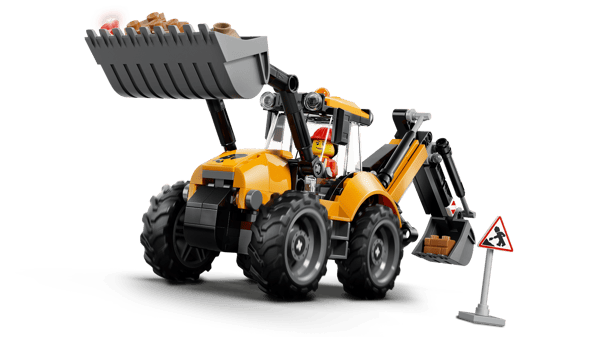 Yellow Backhoe Loader — 3